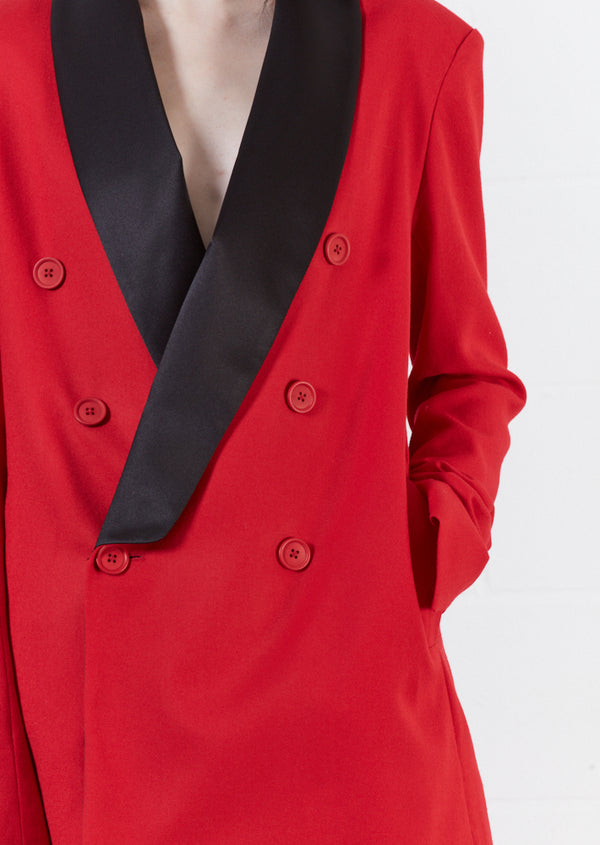 House Of Holland House Of Holland Wool Red Double Breasted Suit Jacket