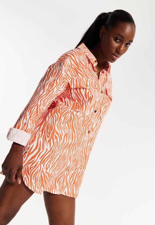 House Of Holland House Of Holland Zebra Print Shirt Dress