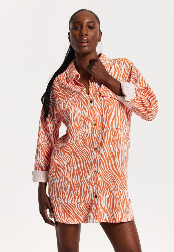 house of holland House of Holland Zebra Print Shirt Dress