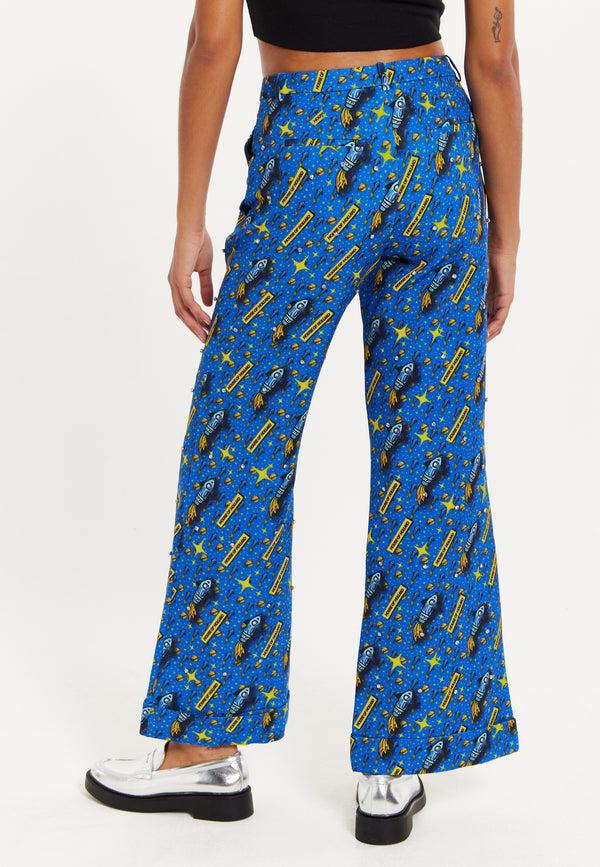 House Of Holland Rocket Print Diamante Embellish Trousers