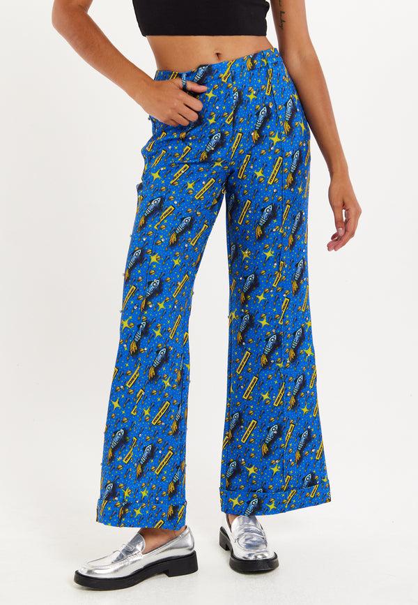 house of holland Rocket Print Diamante Embellish Trousers house of holland Rocket Print Diamante Embellish Trousers
