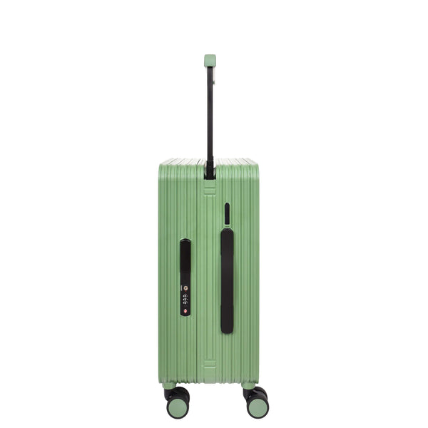 House Of Leather 20" Cabin Size USB Port Suitcase Four Wheels Hard Shell Smart Luggage Expedition Green