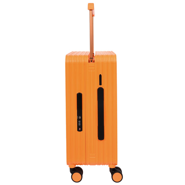 House Of Leather 20" Cabin Size USB Port Suitcase Four Wheels Hard Shell Smart Luggage Expedition Orange