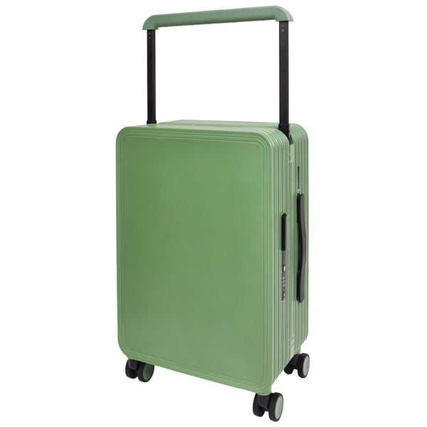 house of leather 20" Cabin Size USB Port Suitcase Four Wheels Hard Shell Smart Luggage Expedition Green