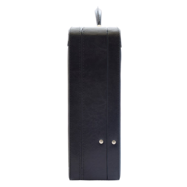 House Of Leather Attache Briefcase Classic Faux Leather Bag H521 Black Large