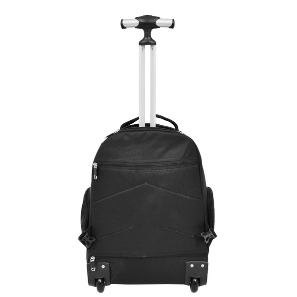 House Of Leather Backpack With Wheels Telescopic Handle Hiking Camping Outdoor Rucksack HT63 Navy