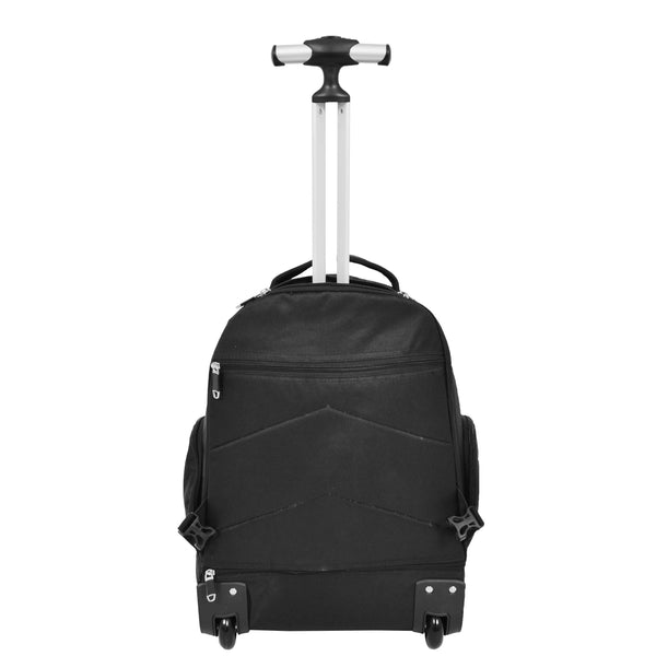 House Of Leather Backpack With Wheels Telescopic Handle Hiking Camping Outdoor Rucksack HT63 Red