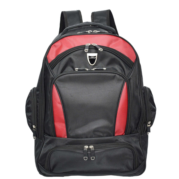 House Of Leather Backpack With Wheels Telescopic Handle Hiking Camping Outdoor Rucksack HT63 Red