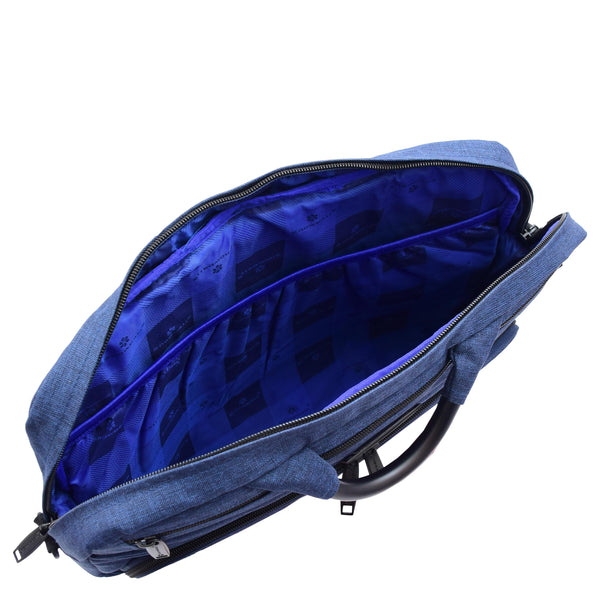 House Of Leather Briefcase Cross Body Organiser Bag Laptop Carry Case H315 Blue