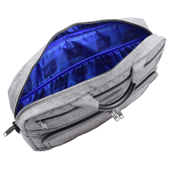 House Of Leather Briefcase Cross Body Organiser Bag Laptop Carry Case H315 Grey