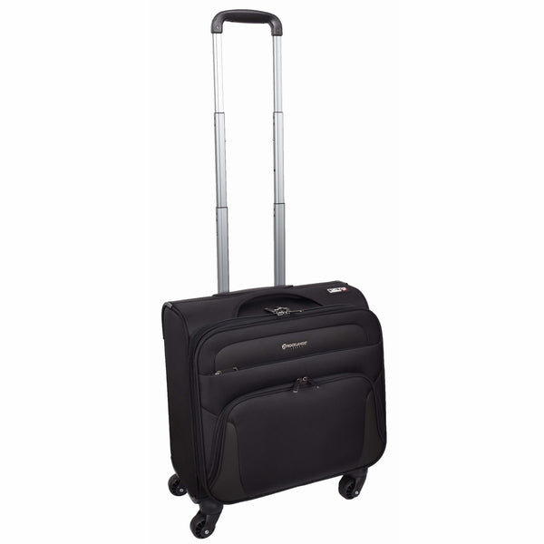 House Of Leather Business Organiser Travel Pilot Case Wheeled Trolley Cabin Bag Chester Black