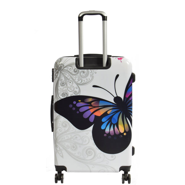 House Of Leather Butterfly Print Hard Shell Four Wheel Expandable Luggage Suitcase