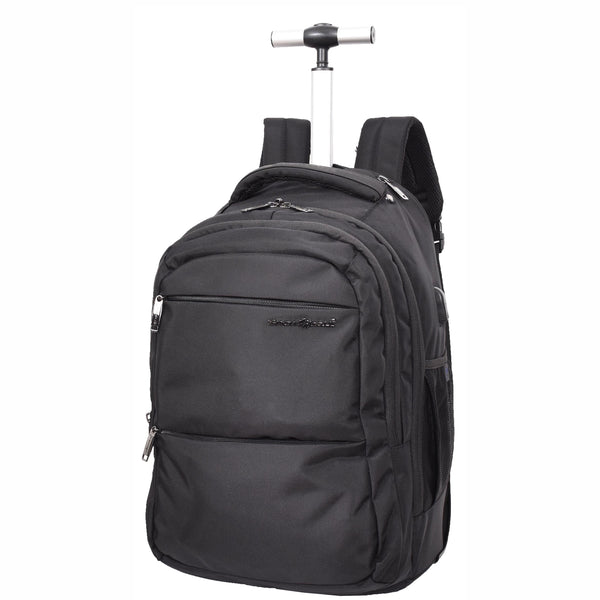 House Of Leather Cabin Backpack Wheels Hiking Camping Telescopic Handle CruiseMate Black