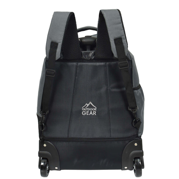 House Of Leather Cabin Size Backpack Wheels Hiking Trekking Telescopic Handle Vulcan Grey