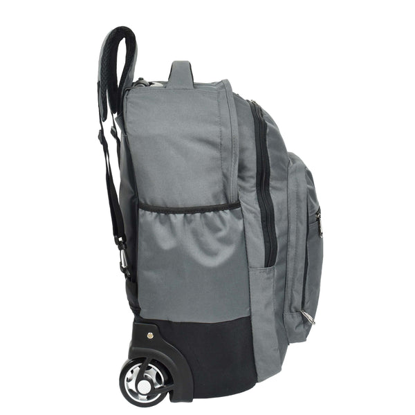 House Of Leather Cabin Size Backpack Wheels Hiking Trekking Telescopic Handle Vulcan Grey