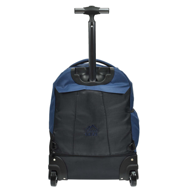 House Of Leather Cabin Size Backpack Wheels Hiking Trekking Telescopic Handle Vulcan Navy