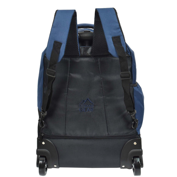 House Of Leather Cabin Size Backpack Wheels Hiking Trekking Telescopic Handle Vulcan Navy