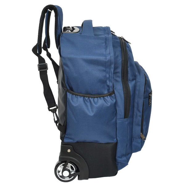 House Of Leather Cabin Size Backpack Wheels Hiking Trekking Telescopic Handle Vulcan Navy
