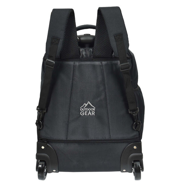 House Of Leather Cabin Size Backpack Wheels Hiking Trekking Telescopic Handle Vulcan Black