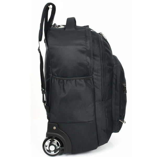 House Of Leather Cabin Size Backpack Wheels Hiking Trekking Telescopic Handle Vulcan Black