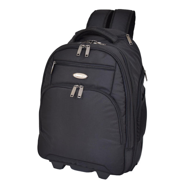 House Of Leather Cabin Size Backpack With Wheels H57 Black
