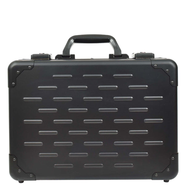 House Of Leather Carbon Black Aluminium Attache Case Twin TSA Combination HOL3496