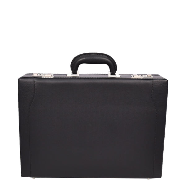 House Of Leather Classic Attache Case Leather Look Briefcase Document Bag Black Bulga