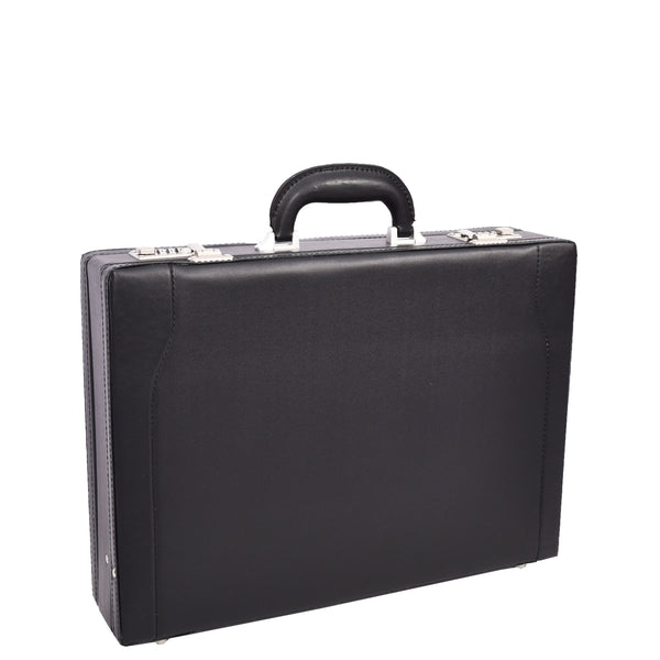 house of leather Classic Attache Case Leather Look Briefcase Document Bag Black Bulga
