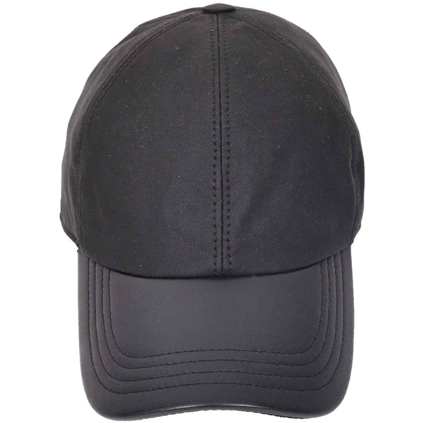House Of Leather Classic Hat Leather Canvas Baseball Cap Black