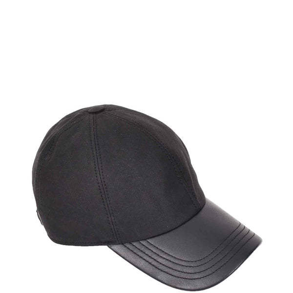 house of leather Classic Hat Leather Canvas Baseball Cap Black