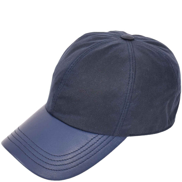 House Of Leather Classic Hat Leather Canvas Baseball Cap Blue