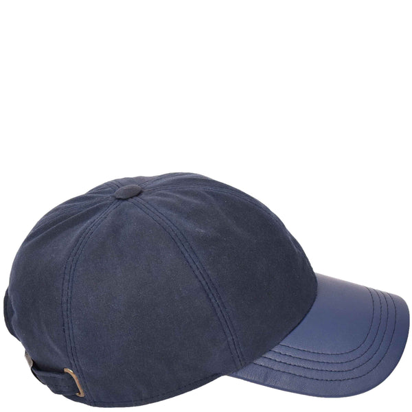 House Of Leather Classic Hat Leather Canvas Baseball Cap Blue