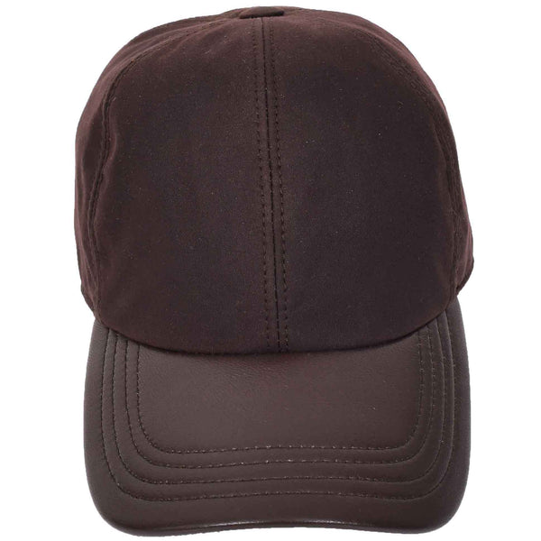 House Of Leather Classic Hat Leather Canvas Baseball Cap Brown