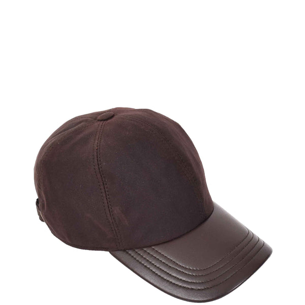 house of leather Classic Hat Leather Canvas Baseball Cap Brown