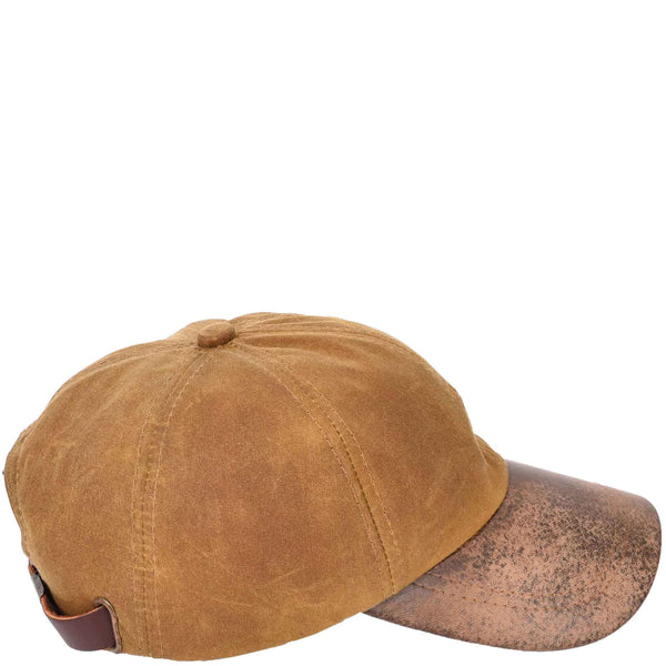 House Of Leather Classic Hat Leather Canvas Baseball Cap Tan
