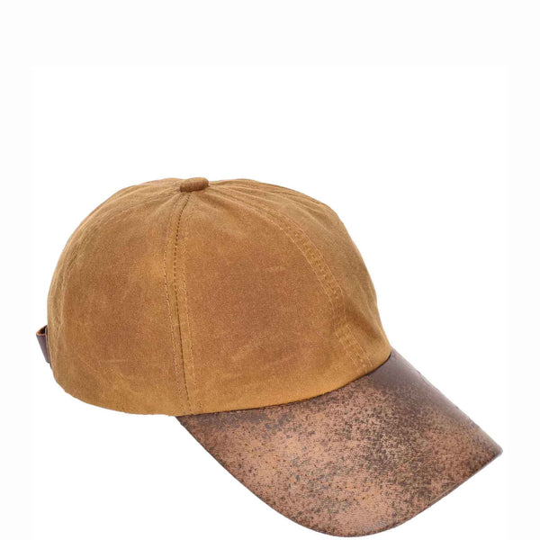 house of leather Classic Hat Leather Canvas Baseball Cap Tan