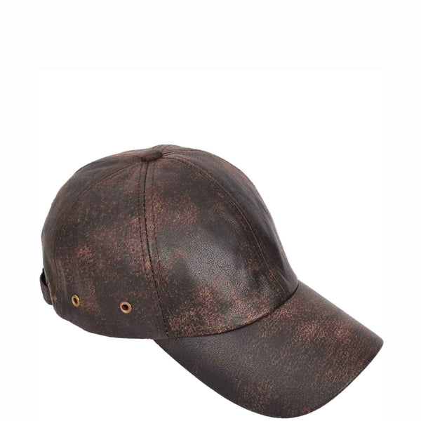house of leather Classic Leather Baseball Cap Antique Brown