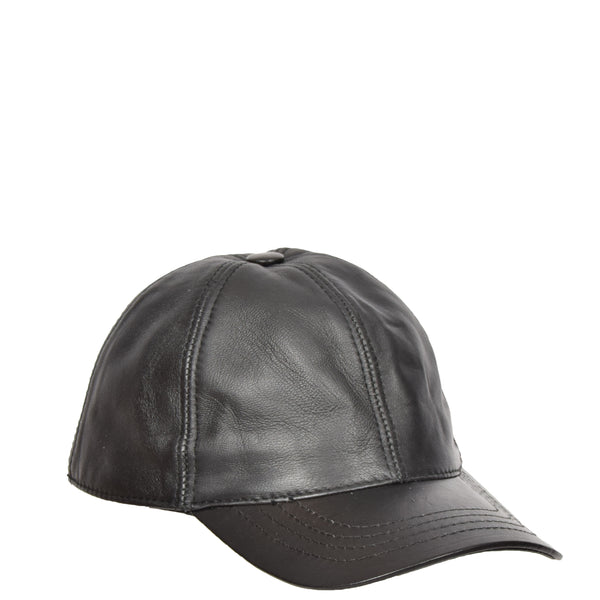 house of leather Classic Leather Baseball Cap Black