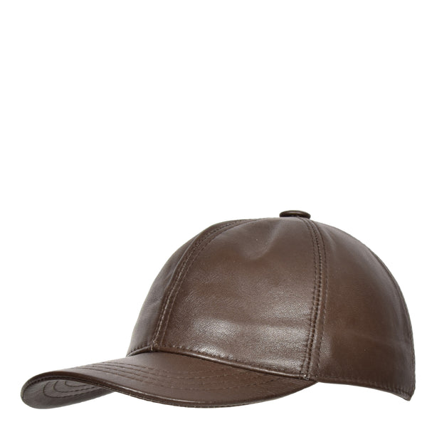 House Of Leather Classic Leather Baseball Cap Brown