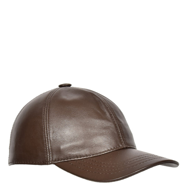 house of leather Classic Leather Baseball Cap Brown