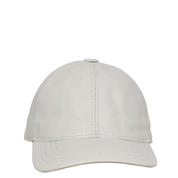 House Of Leather Classic Leather Baseball Cap White