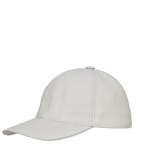 House Of Leather Classic Leather Baseball Cap White
