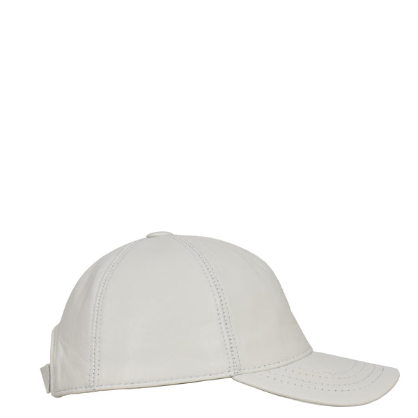 House Of Leather Classic Leather Baseball Cap White
