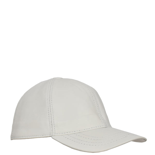 house of leather Classic Leather Baseball Cap White