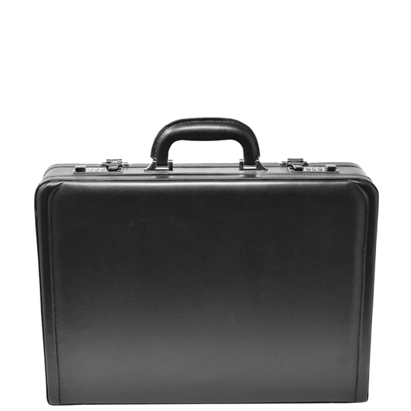 House Of Leather Classic Leather Look Attache Case HOL3296 Black