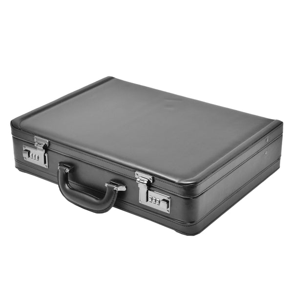House Of Leather Classic Leather Look Attache Case HOL3296 Black