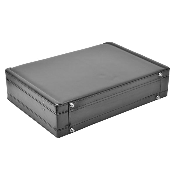 House Of Leather Classic Leather Look Attache Case HOL3296 Black