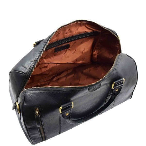 House Of Leather Classic Two Tone Weekend Bag Genoa Black