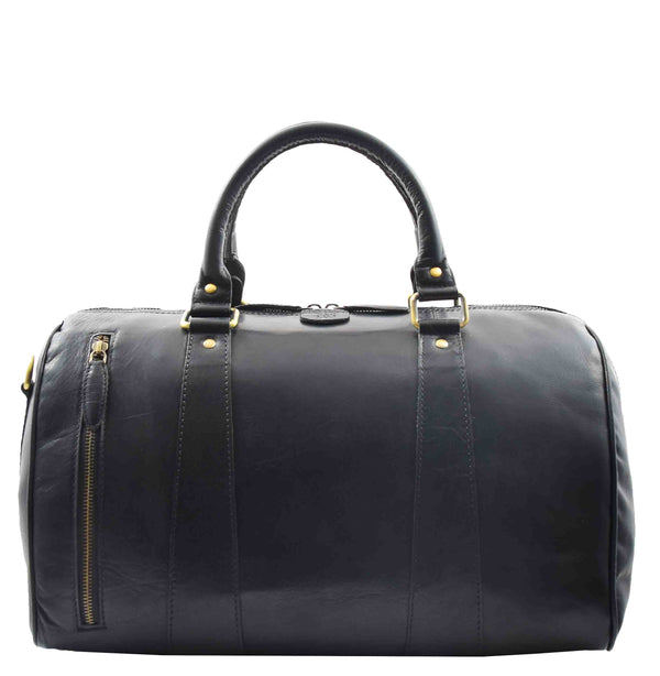 House Of Leather Classic Two Tone Weekend Bag Genoa Black