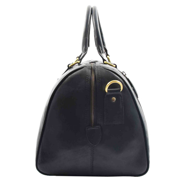 House Of Leather Classic Two Tone Weekend Bag Genoa Black